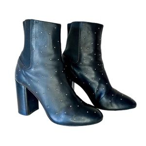 rag & bone Studded Block Heel Leather Slip On Booties Dust Bag Size 39.5 ✨EUC